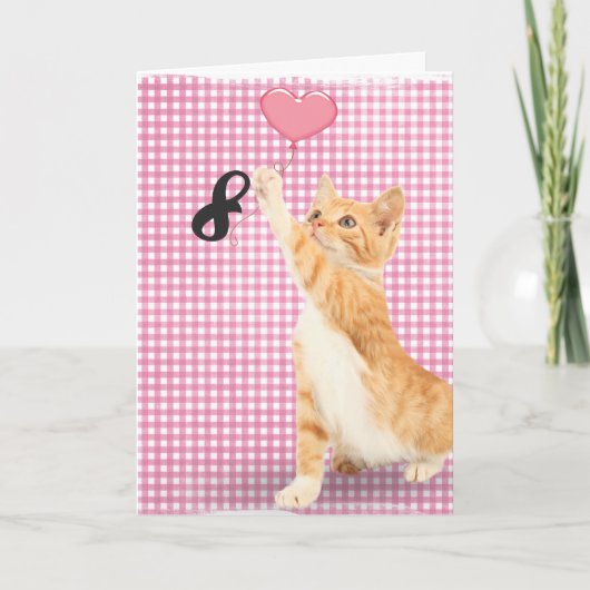 Carte chat tabby de 8e anniversaire (Devant)