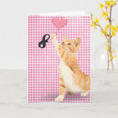Carte chat tabby de 8e anniversaire (Fleur jaune)