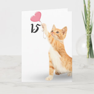 Carte chat tabby pour 15e anniversaire