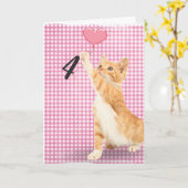 Carte chat tabby pour son 4ème anniversaire (Fleur jaune)