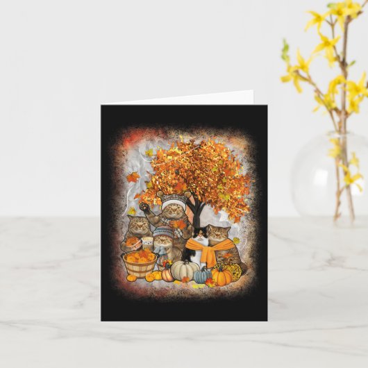 Carte Chat Thanksgiving Citrouille Automne Halloween Cha (Fleur jaune)