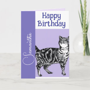 Carte Chat tigré Chats Violet Animal de compagnie Filles