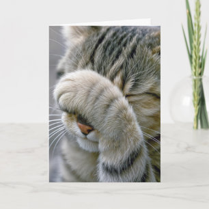 Carte Chat tigré gris d'anniversaire tardif