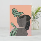 Carte Chat tigré gris plantes merci (Debout devant)