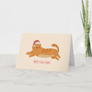 Carte Chat tigré jaune de Noël