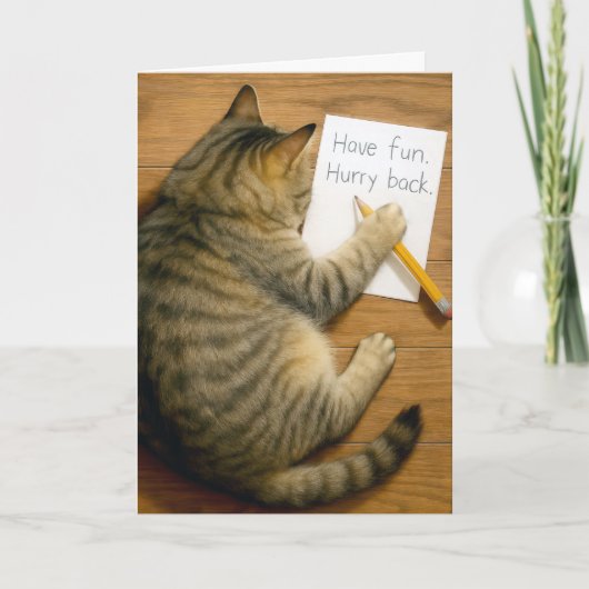 Carte Chat tigré qui t'ignore avec note (Devant)