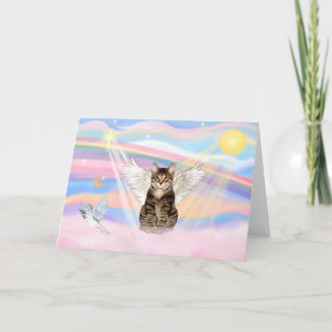 Carte Chat tigré tabby ange dans les nuages