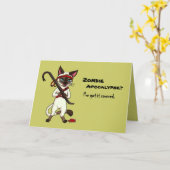 Carte Chat Tonkinois avec tueur zombie crowbar halloween (Fleur jaune)