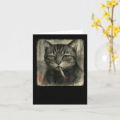 Carte Chat triste drôle fumant une cigarette Mème amateu (Fleur jaune)