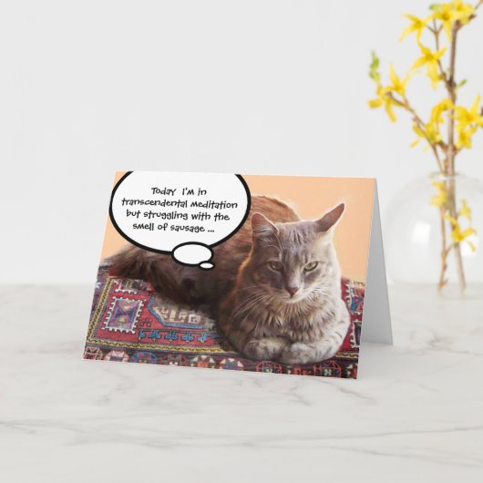 CARTE CHAT TURQUE EN MÉDITATION TRANSCENDENTALE (Fleur jaune)