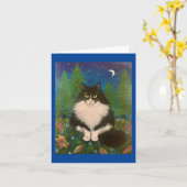 Carte Chat Tuxedo Ne m'oubliez pas (Fleur jaune)