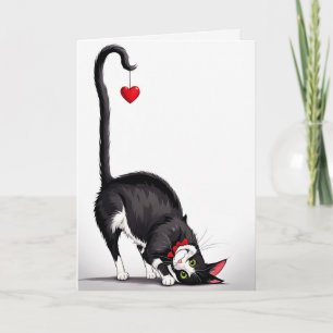 Carte Chat Valentine Avec Coeur Dangereux