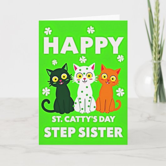 Carte Chat Vert à pois (Devant)