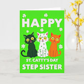 Carte Chat Vert à pois (Fleur jaune)