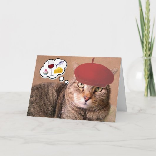 Carte Chat, Vin Et Fromage Anniversaire (Devant)