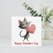 Carte Chat Vintage & Cœur Saint-Valentin (Debout devant)