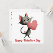Carte Chat Vintage & Cœur Saint-Valentin (Devant/Arrière en situation)