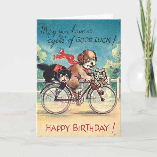 Carte Chat vintage Et Chiens (Devant)