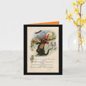Carte Chat vintage Halloween avec Fidèle (Fleur jaune)