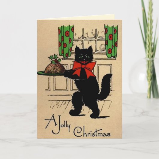 Carte Chat vintage Jolly Christmas (Devant)