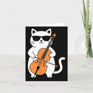 Carte Chat violoncelliste jouant du violoncelle Musique 
