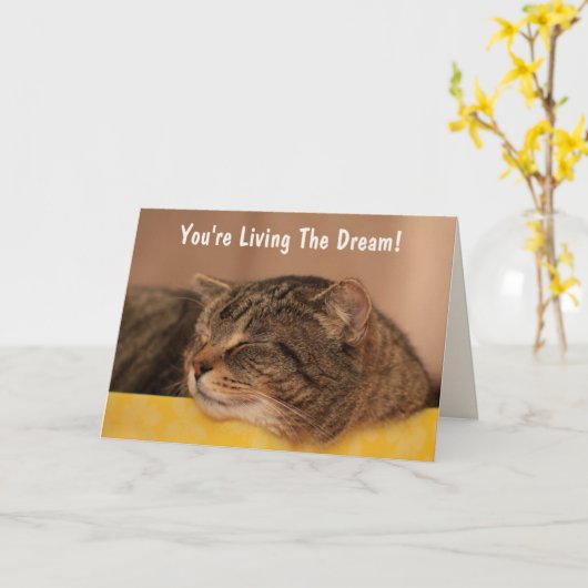 Carte Chat Vivre Le Rêve Anniversaire (Fleur jaune)