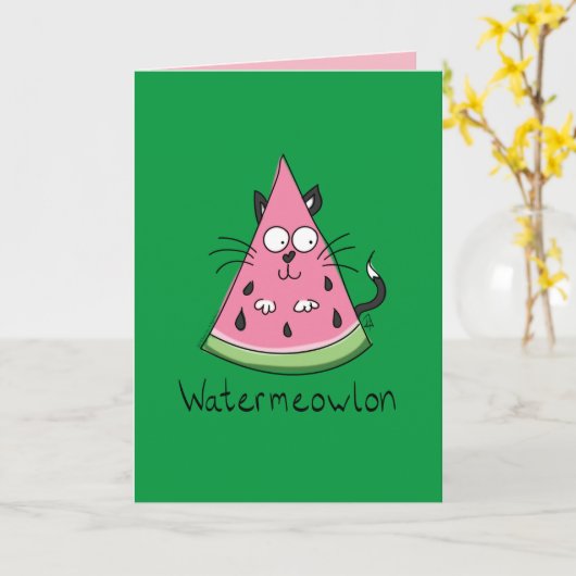 Carte Chat Watermelon Cute Kid's (Fleur jaune)