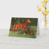 Carte Châtaigne avec du poulain dans le pré | Hans Haag (Fleur jaune)