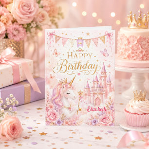 Carte Château de licorne princesse Conte de fées magique