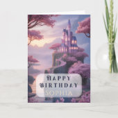 Carte Château de Princesse Rose Anniversaire (Devant)