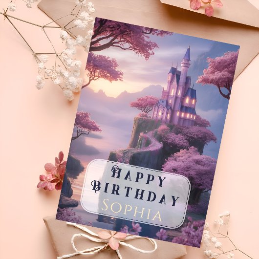 Carte Château de Princesse Rose Anniversaire