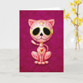 Carte Chaton à sucre Zombie rose (Fleur jaune)