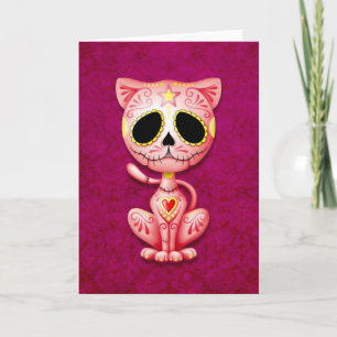 Carte Chaton à sucre Zombie rose