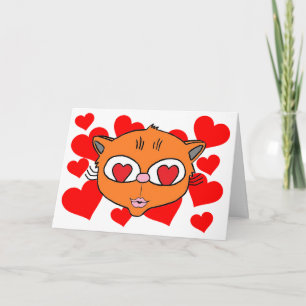 Carte Chaton aux lèvres pincées intérieur blanc avec des