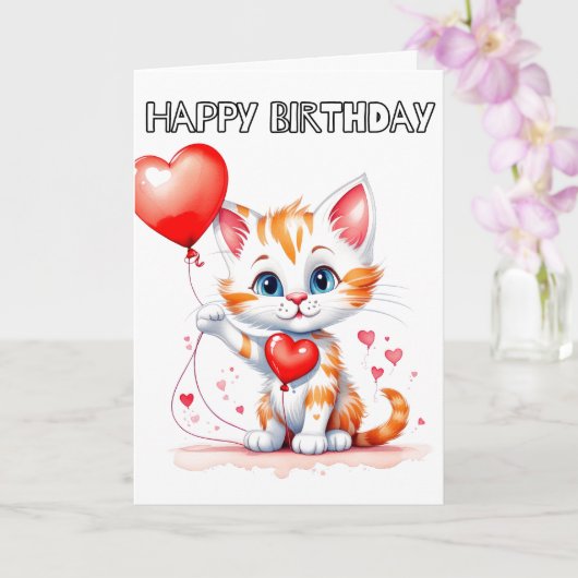 Carte Chaton Chéri Joyeux Anniversaire (Orchidée)
