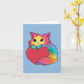 Carte Chaton d'amour arc-en-ciel intérieur vide (Fleur jaune)