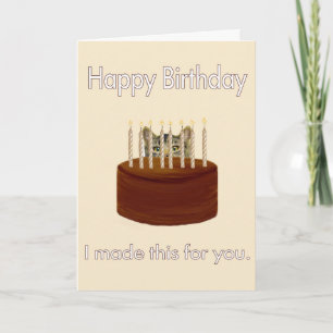 Carte chaton d'anniversaire au chocolat