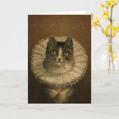 Carte Chaton dans une fraise élisabéthaine (Fleur jaune)