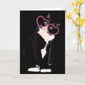Carte Chaton de chat noir cool Cœur rouge Gles Happy Val (Fleur jaune)
