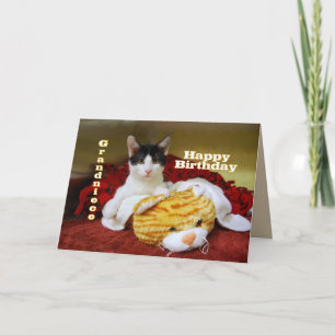 Carte Chaton de joyeux anniversaire de petite-nièce avec