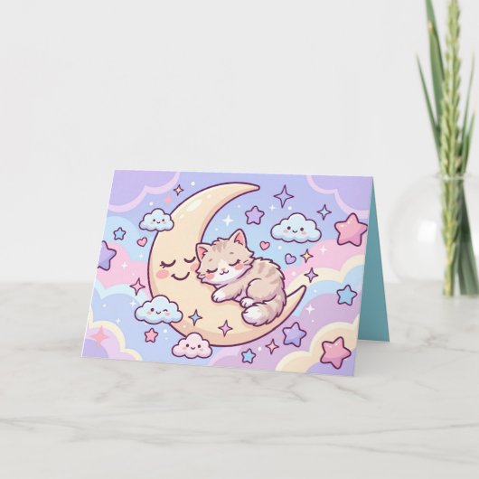 Carte Chaton de Lune Endormi (Devant)