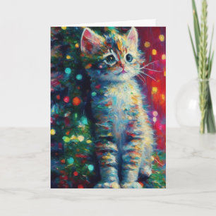 Carte Chaton de Noël Personnalisé de Fêtes