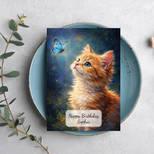 Carte Chaton et papillon bleu