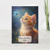 Carte Chaton et papillon bleu (Devant)