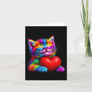 Carte Chaton Mignon Arc-en-Ciel Enlaçant la Saint-Valent