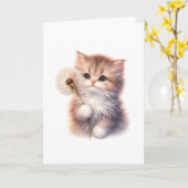 Carte Chaton sucré avec marguerite - Voeux vierges adora (Fleur jaune)