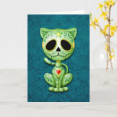 Carte Chaton vert de sucre de zombi (Fleur jaune)