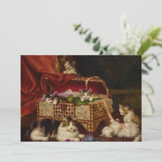 Carte Chatons dans le panier à coudre | Jules Leroy (Debout devant)
