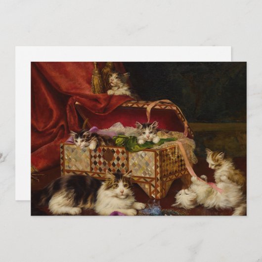 Carte Chatons dans le panier à coudre | Jules Leroy (Devant / Derrière)