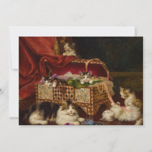 Carte Chatons dans le panier à coudre Jules Leroy